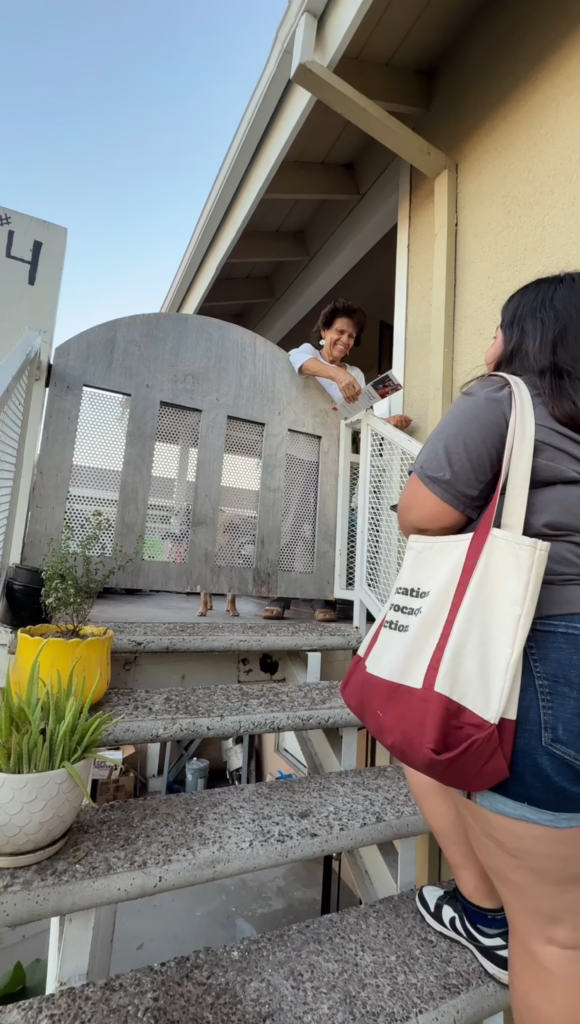 OCCOED GOTV efforts showing door to door canvassing efforts